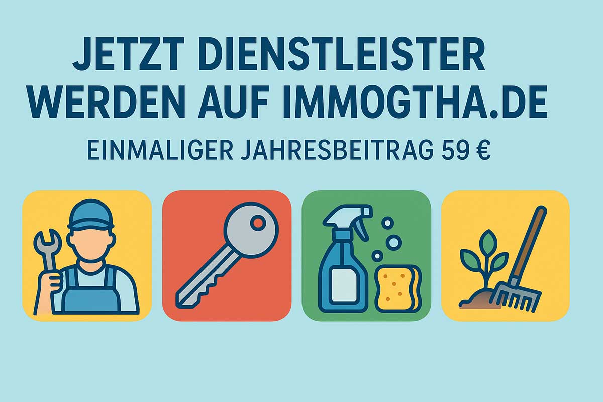 Jetzt Dienstleister werden auf ImmoGotha.de – Jahresbeitrag nur 59 €