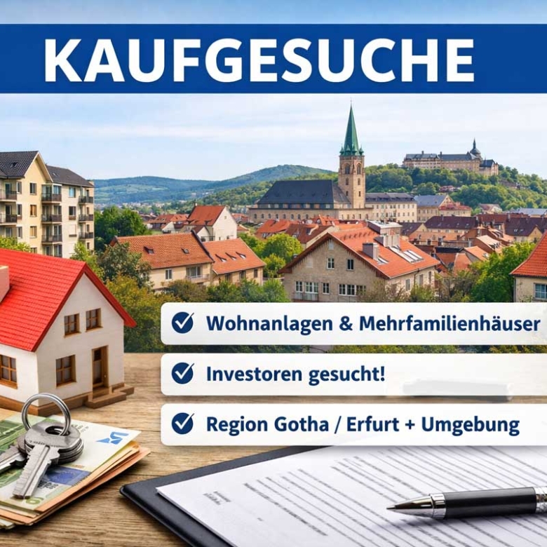 Wohnanlage/Globalobjekt gesucht – Erfurt + 35 km – ab 400 m² – 3–10 Mio. €